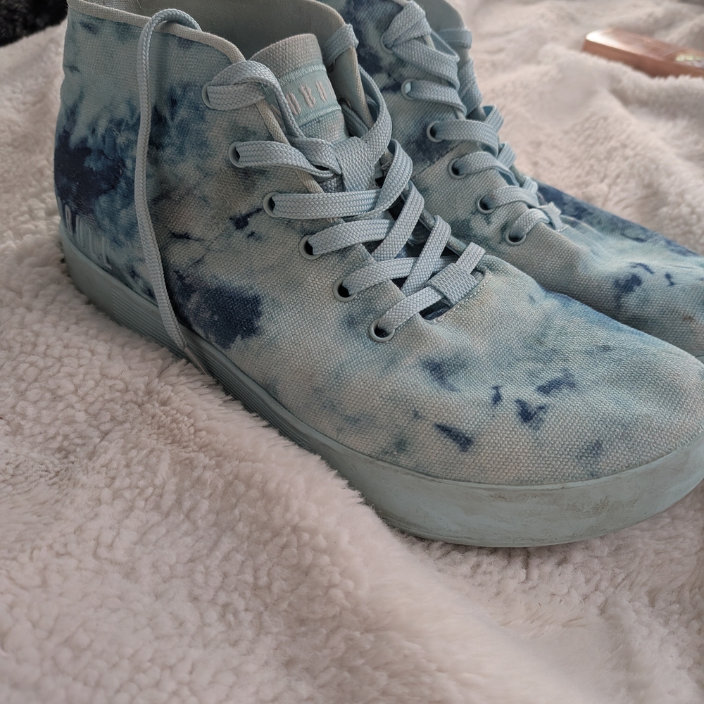 Light Blue Tie-Dye High-Top Sneakers